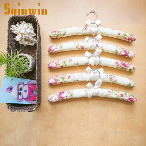 Sainwin 5pcs/lot 38cm cloth hanger garden clothes hangers solid wood anti-skid indented clothing rack sponge hangers for clothes