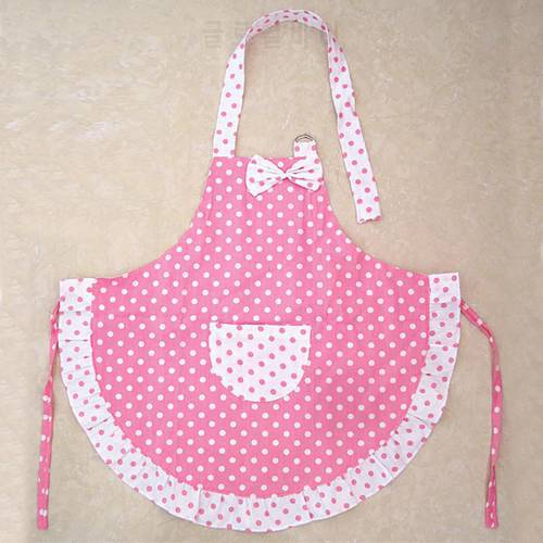 Lovely Cartoon Pink BowKnot Dot Apron Cute Child Kids Apron For Kids Kitchen Art Baking Painting Game Keep Cleaning Avental