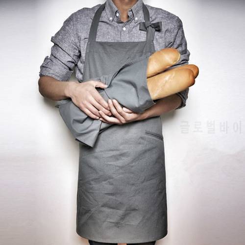 Long Gray Canvas Apron & Napkin Cooking Baking Crafting Work Wear Florist Cafe Barista Bistro Bakery Bar Pastry Chef Uniform B26