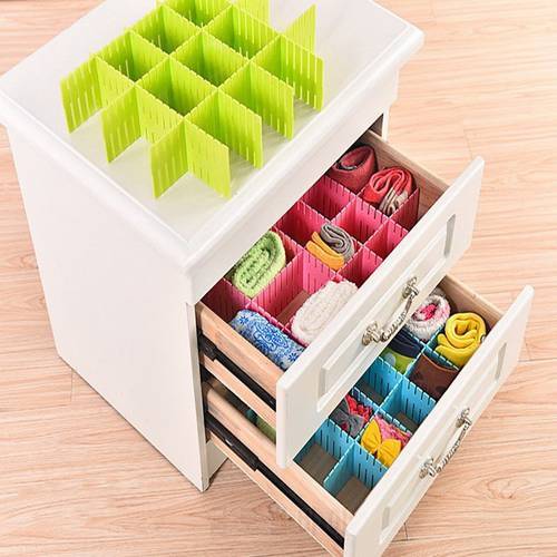 4Pcs/Set 50CM Plastic DIY Grid thickened Organizer Storage Box Container Drawer Divider Plate For Bra Underwear Makeup Storage