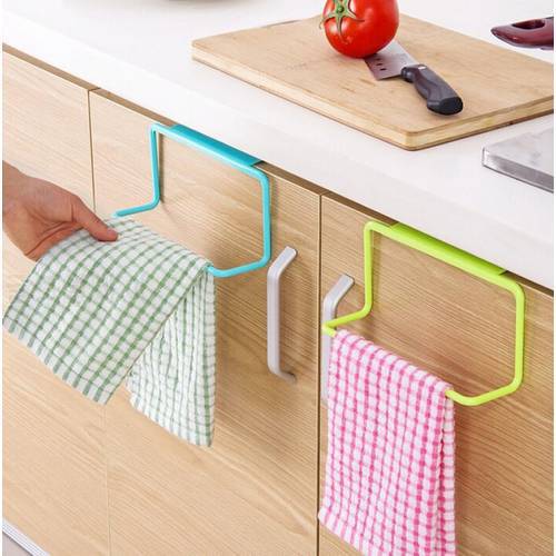 Hot Kitchen Towel Hanging Rack Holder Rail Organizer Free Nail Over Door Back Rack Bathroom Kitchen Cabinet Cupboard Hanger
