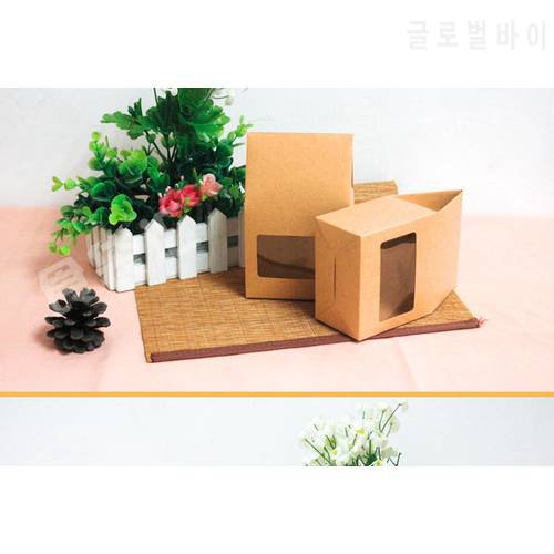 10*23.5*6cm Brown Kraft Packaging Box Pouch W/ Clear Window For Cake Cookie Food Storage Standing Up Paper Packing Bag 20Pcs/Lot