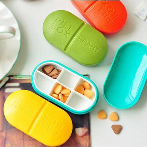 1pc Cute Mini 6 lots Portable Caixa Organizadora Medical Pill Box Drug Medicine Case Organizer plastic case