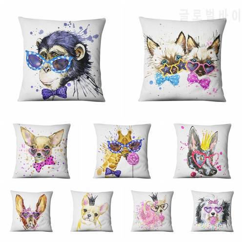 Magic Frech Bulldog Printed Pillowcase Flax Linen Cushion Decorative Pillow Home Decor Sofa Throw Pillows Almofadas 17*17