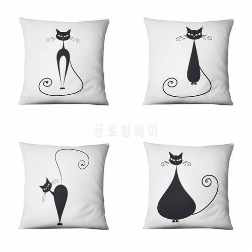 Smart Cat Painting Printed Pillowcase Flax Linen Cushion Decorative Pillows Home Decor Sofa Throw Pillow Christmas Decorations