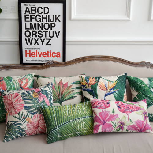 American Pillow Flamingoes Tropical Plant Printed Pillowcase Cushions Decorative Pillow Home Decor Sofa Throw Pillows