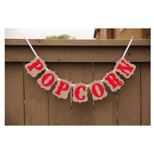 Free Shipping 1 X Handmade POPCORN Banner Wedding Photo Booth Props Birthday Party Garland Deco Supply