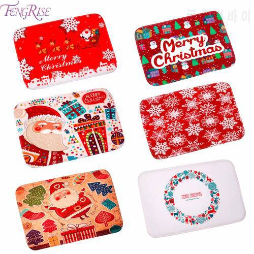 FENGRISE Merry Christmas Door Mat Santa Claus Flannel Outdoor Carpet Christmas Decorations For Home Xmas Party Favors New Year