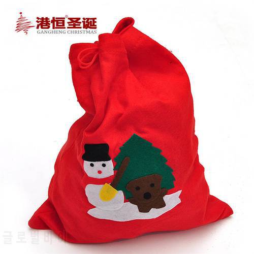 3pcs/lot Christmas Gift Bags Santa Claus Backpack Non Woven Gift Bag Handmade Decals Christmas Party Supplies