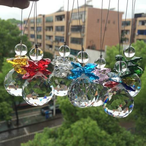 Beautiful Glass Beads With Crystal faceted ball Pendant For Christmas Tree Decoration/ Suncatcher Hanging Home Decoration