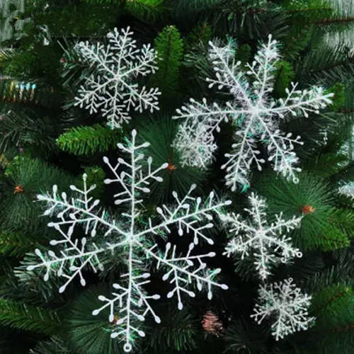 New Year Gift 30Pcs Christmas Ornaments White Plastic Snowflakes Holiday Festival Party Home Decor Decoracion Navidad