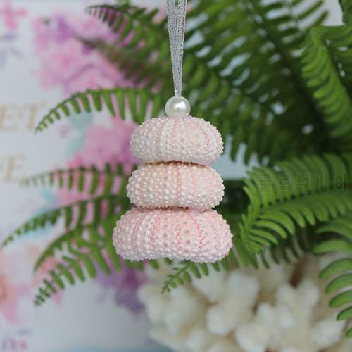 Free Shipping(3pcs/lot)Pink Sea Urchin Christmas Pendant&Ornaments Natural Shell&Conch Handmade Party DIY Decor