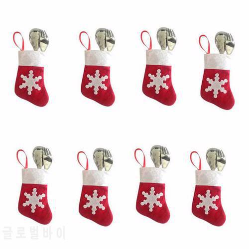 100 Pcs/ Lot Mini Christmas Stocking Socks for Dinner Tableware Christmas Storage Bags XMAS Decoration Sock adornos navidad 2016