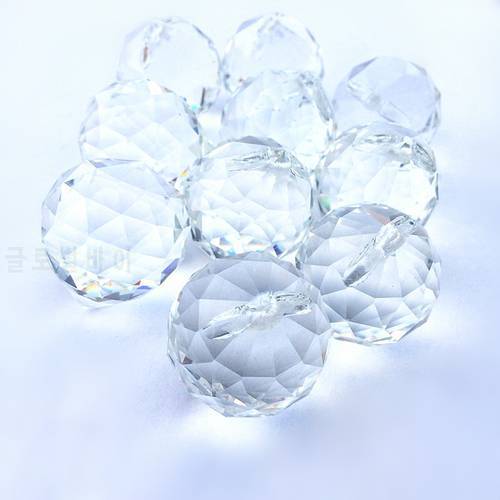 8pcs/lot (Free rings) Multi-Faceted 30mm Transparent Crystal Glass Ball Suncatchers For Out door Christmas Tree Decoration