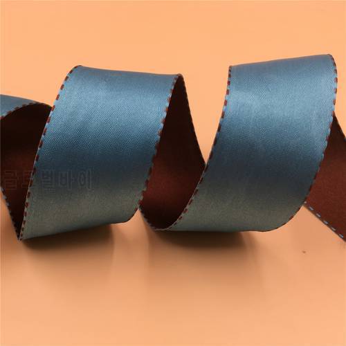 38mm X 25yards Wired Edge Blue Brown Two Tone Satin Ribbon . Gift Bow,Wedding,Cake Wrap,Tree Decoration,Wreath N2028
