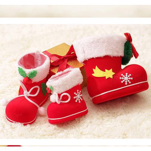 4pcs/lot S/M/L Size Christmas Decorations Ornament Boots Xmas Gift Santa Claus Candy Jar Table Decor Supplies