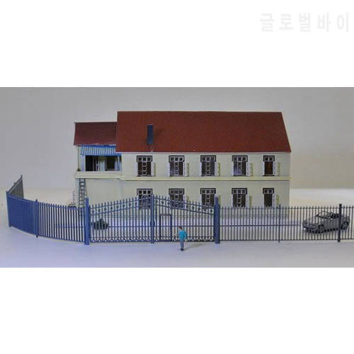 GY46150 Model Train Railway N Scale 1:160 Model Building Fence Wall with Door