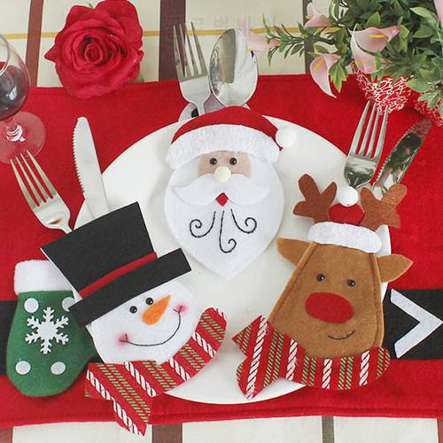 9Pcs Christmas kitchen Ornament New year Christmas Decorations for home table Decor Cutlery pocket Fork&Knife Tableware pouch