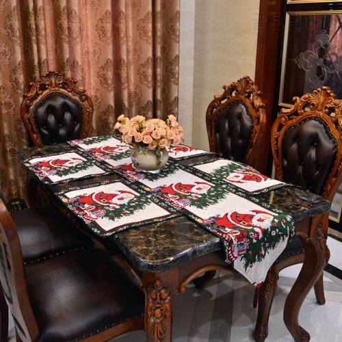 The new series of polyester and cotton jacquard Christmas theme table table towel table towel - the elderly gifts