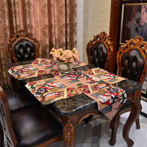 new exquisite polyester - cotton yarn - dyed Jacquard Christmas series table flag tablecloths Santa Claus