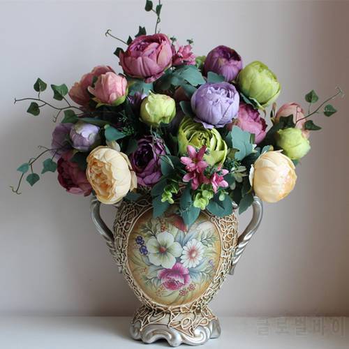 artificial silk flowers European 1 Bouquet Peony festival patriarch placed flower for wedding Home Party Decoration