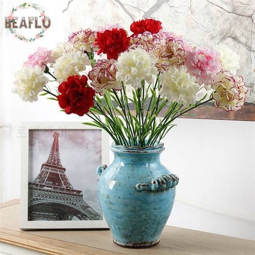 1PC DIY Fresh Artificial Flower Carnation Silk Flower Fake plant for Mother&39s Day Home Party Decoration 7 Colors