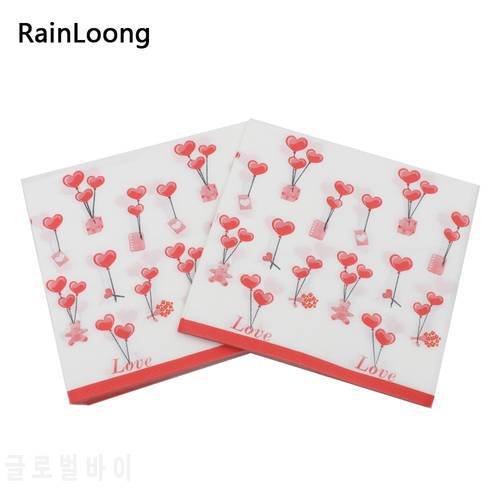 [RainLoong] Beverage Paper Napkins Love Event & Party Tissue Napkins Decoration Serviettes 33cm*33cm 1 pack (20pcs/pack)
