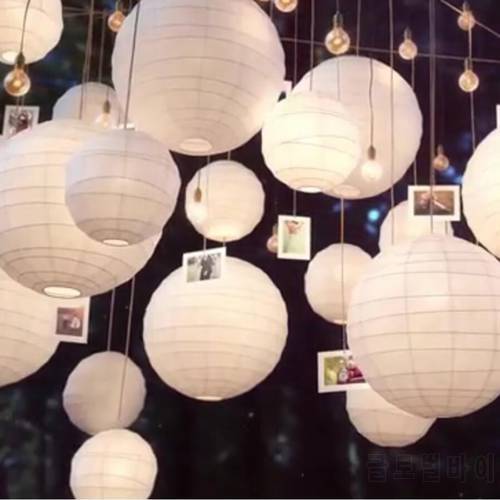 30pcs/Lot Mix Size (20cm,30cm,35cm,40cm) White Paper Lanterns Chinese Paper Ball Lampion For Wedding Party Holiday Decoration