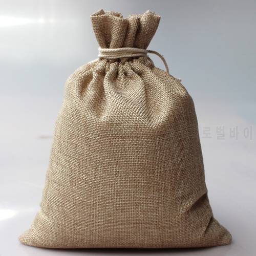 50pcs/lot 7X10cm hand-made small gift bags, jute drawstring pouches, burlap gift bags