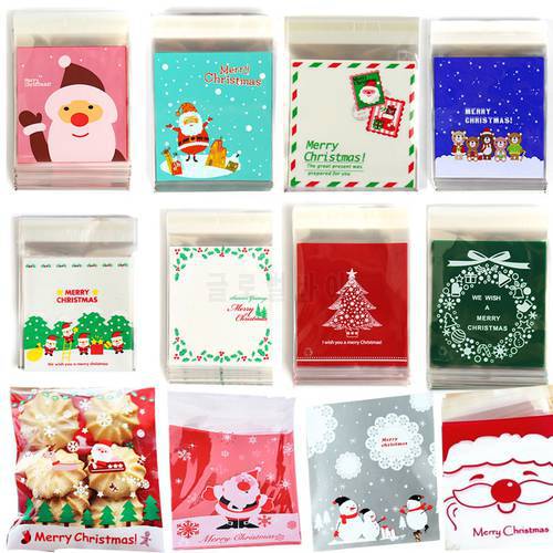 25Pcs/Lot Cute Cartoon Gifts Bags Christmas Cookie Packaging Self-adhesive Plastic Bags For Biscuits Birthday Candy Cake Package