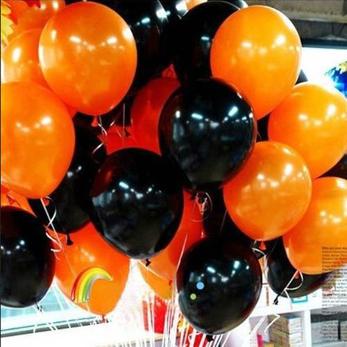 100pcs 50pcs Halloween Balloon combo 10 inch 2.3 grams of inferior smooth, Thick Decorative Balloons Orange and Black Balloons