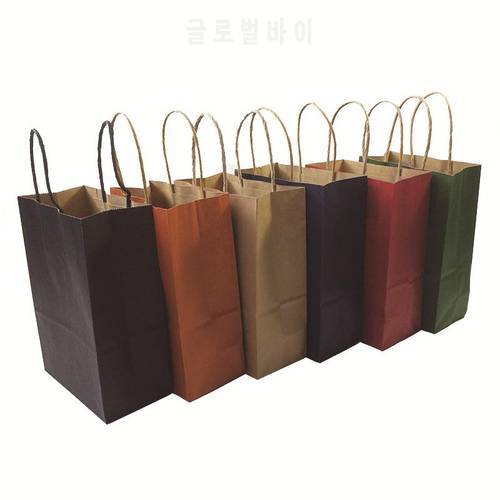 10 Pcs/lot High-end Kraft Paper Bag Shopping Bags DIY Multifunction Festival Gift Paper Bag With Handles 21x15x8cm