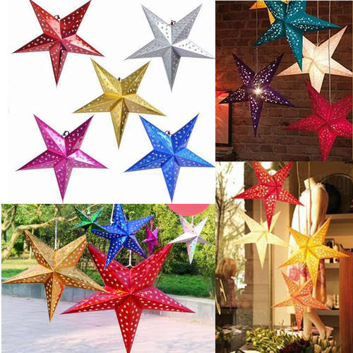 30cm 12 inch shiny star Paper lampshade lanterns flower Party Decor Craft For Wedding Decoration colorful