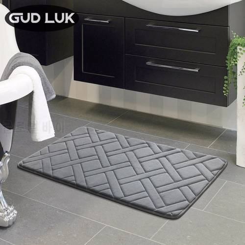 grid Embossing Bath Mat Non-slip Bathroom soild colors Bedroom Mats sponge Rug polyester fiber Kitchen mat