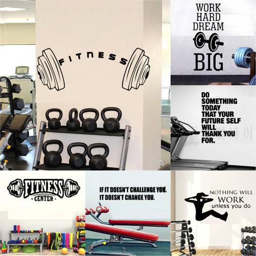 Sports Quotes Wall Stickers Diy GYM Decoration Self Adhesive Vinyl Wallpaper For Room Decoration Accessories Mural decals