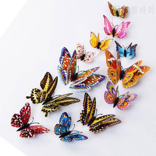 12pcs Lovely Butterfly LED Night Light Color Changing Light Lamp Beautiful Home Decorative Wall Nightlights Color Random On Sale