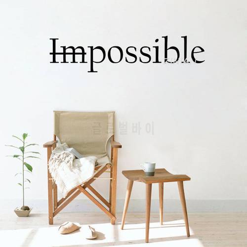 Motivation Quote Words Impossible Wall Decal Bedroom Possible Inspiring Letters Vinyl Wall Stickers Office Room Decoration Z146