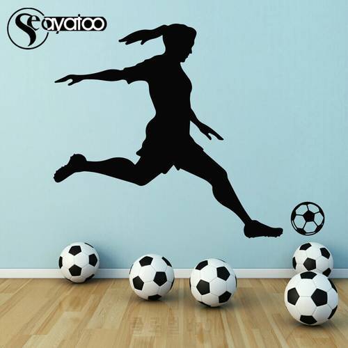 Football Soccer Player Vinyl Wall Sticker Sports Decal Woman Girls Room Mural Bedroom Home Decor 87x110cm