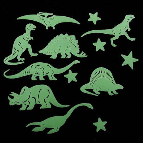 NEW 13 Pcs Plastic Glow In The Dark Star Dinosaur Fluorescent Stickers