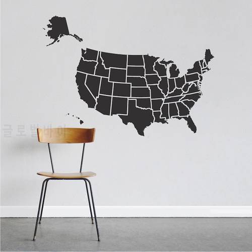 Map Of USA Wall Stickers E-co Friendly Vinyl Wall Decals Decor Living Room Wallpaper Available In Different Colors Mural SA794