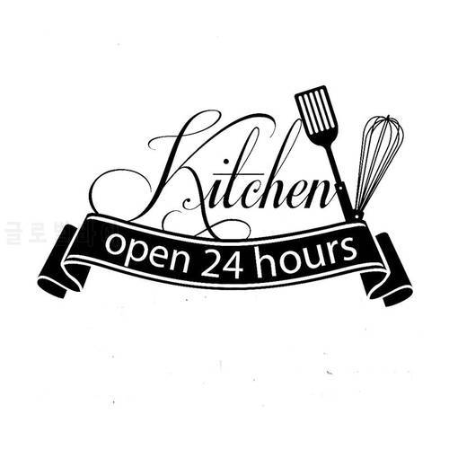 Cuisine Wall Sticker Open 24 Hours Kitchen Wall Decals For Restaurant Decoration Shop Store Decor Home Decoration Dinning ZS55