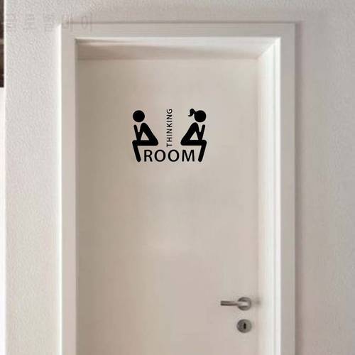 Removable Thinking room Toilet Decoration Stickers Toilet Door WC indication Mark Stickers S Size Black Color Hot Useful Sticker