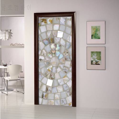 DIY 3D Wall Sticker Mural Bedroom Home Decor Poster PVC Shell Mosaic Waterproof Door Sticker Decal 77*200cm
