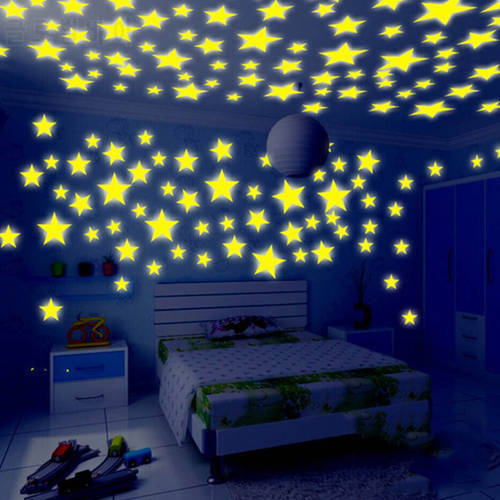 25pcs/set 6.4cm Luminous Stars Wall Stickers For Kids Rooms Home Decor Art Mural Glow in the Dark Star Fluorescent Wall Decals