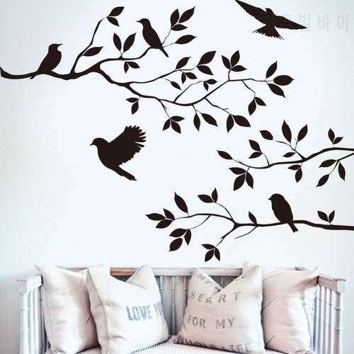 branches birds vinyl wall decal home decor living room diy poster removable wall stickers
