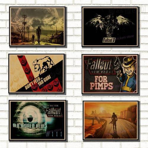 Fallout New Vegas Fallout 3 4 Game Poster Home Furnishing decoration Kraft Game Poster Drawing core Wall stickers /2030