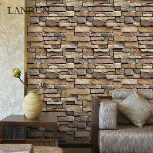 10M/Roll 3D Wall Sticker Brick Stone Rustic Self-adhesive Wall Paper Rolls Vintage Wall Art Stickers For Living Room Home Decor