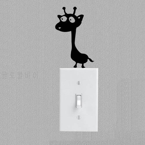 Cute Giraffe Zoo Animal Vinyl Switch Sticker Living Room Kids Room Decor Wall Decal 3SS0142