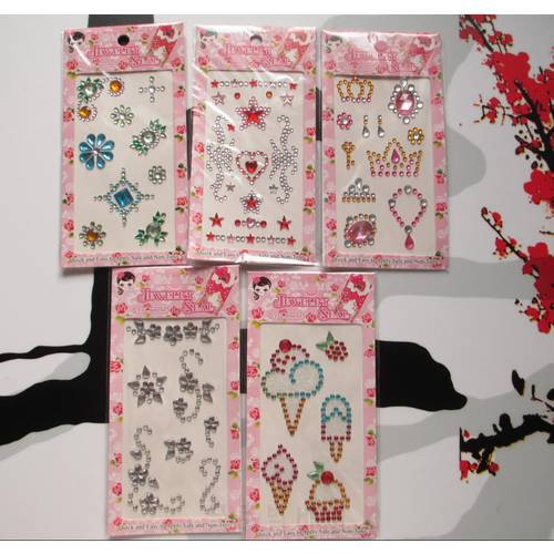 Wholesale decorative jewelry stickers, self-adhesive rhinestone flowers stickers,Notebook decorative stickers,
