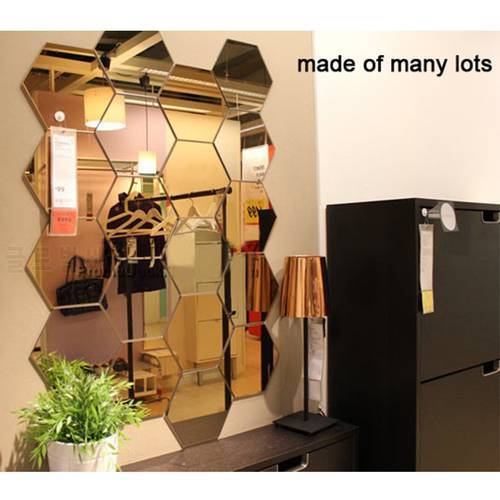 Self Adhesive Geometric Hexagon Mirror Wall Sticker,16x18cm 7pieces Extra Big Home Decor,Enlarge Living Room,Removable Safety